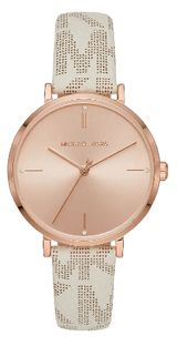 Michael Kors Jayne Three Hand Rose Gold Dial White Leather Strap Watch For Women - MK7128 Buy Now By Michael Kors