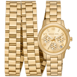 Michael Kors Runway 18K Gold-Plated Triple Wrap Gold Dial Gold Steel Strap Watch for Women - MK7450 Buy Now By Michael Kors