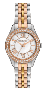 Michael Kors Harlowe Three-Hand Mother of Pearl White Dial Tri Tone Steel Strap Watch for Women - MK4846 Buy Now By Michael Kors