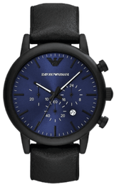 Emporio Armani Luigi Analog Blue Dial Black Leather Strap Watch For Men - AR11351 Buy Now By Emporio Armani