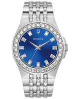 Bulova Phantom Baguette Crystal Blue Dial Silver Steel Strap Watch for Men - 96A254 Buy Now By Bulova