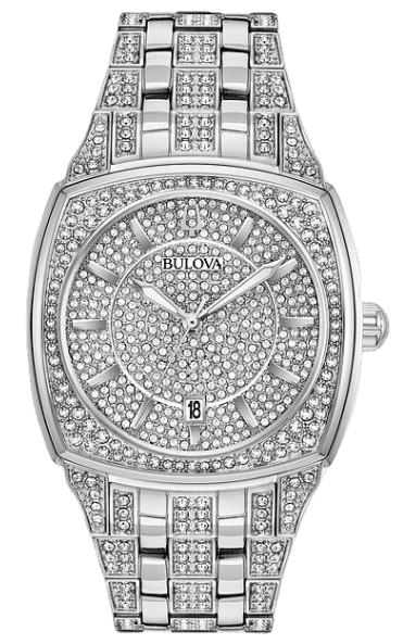 Shop Bulova Phantom Swarovski Crystal Pave Silver Dial Silver Steel Strap Watch for Men - 98B296 in USA