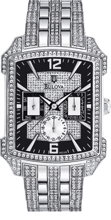 Bulova Crystal Collection Black Dial Silver Steel Strap Watch for Men - 98C108 Buy Now By Bulova