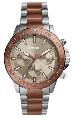 Fossil Bannon Multifunction Brown Dial Two Tone Steel Strap Watch for Men - BQ2502
