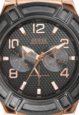 Guess Rigor Analog Black Dial Black Leather Strap Watch For Men - W0040G5 Buy Now By Guess