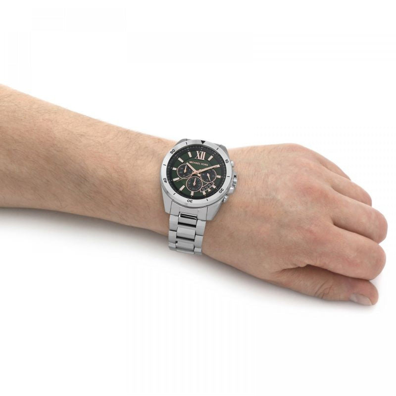 Michael Kors Brecken Chronograph Green Dial Silver Steel Strap Watch For Men - MK8984 Buy Now By Michael Kors