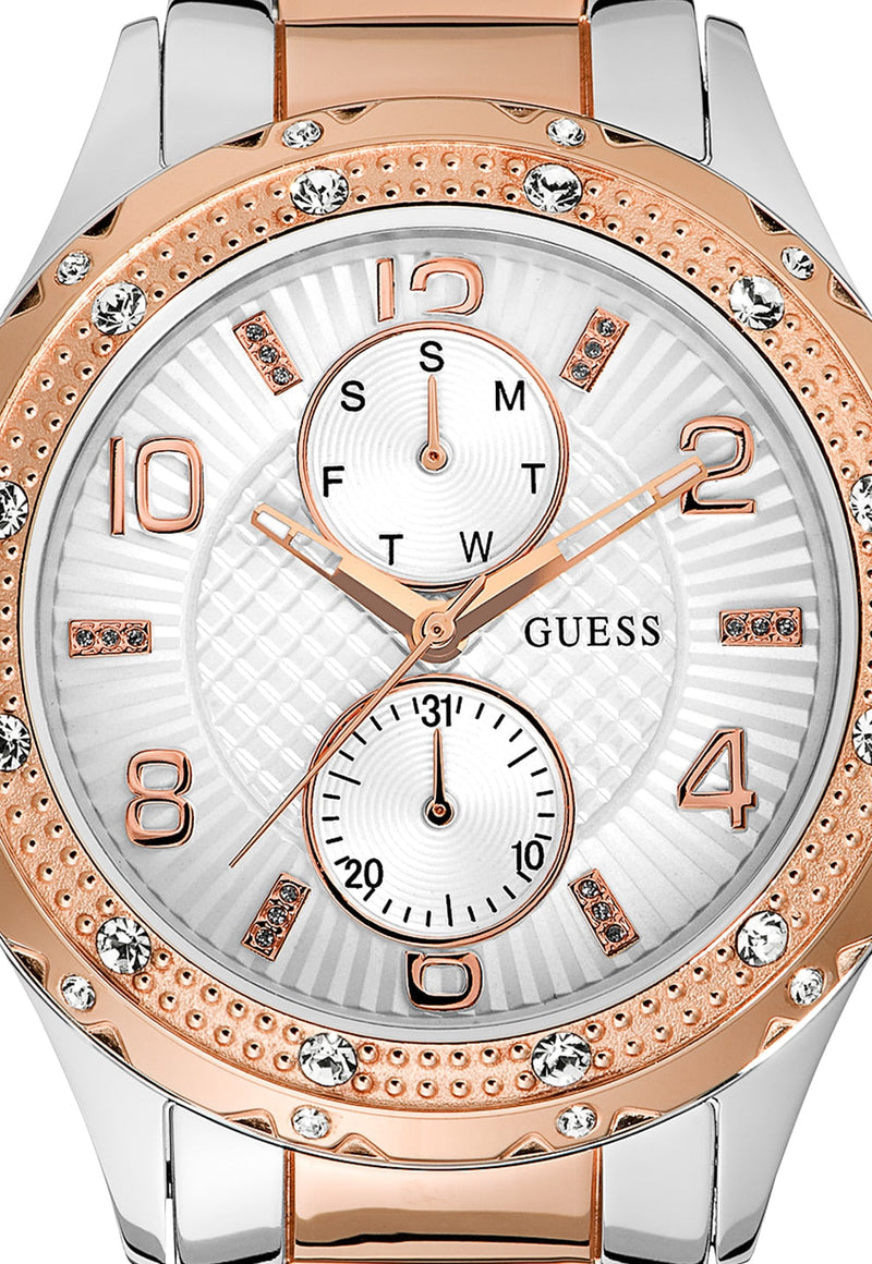 Shop Guess Siren White Dial Two Tone Steel Strap Watch for Women - W0442L4 in USA
