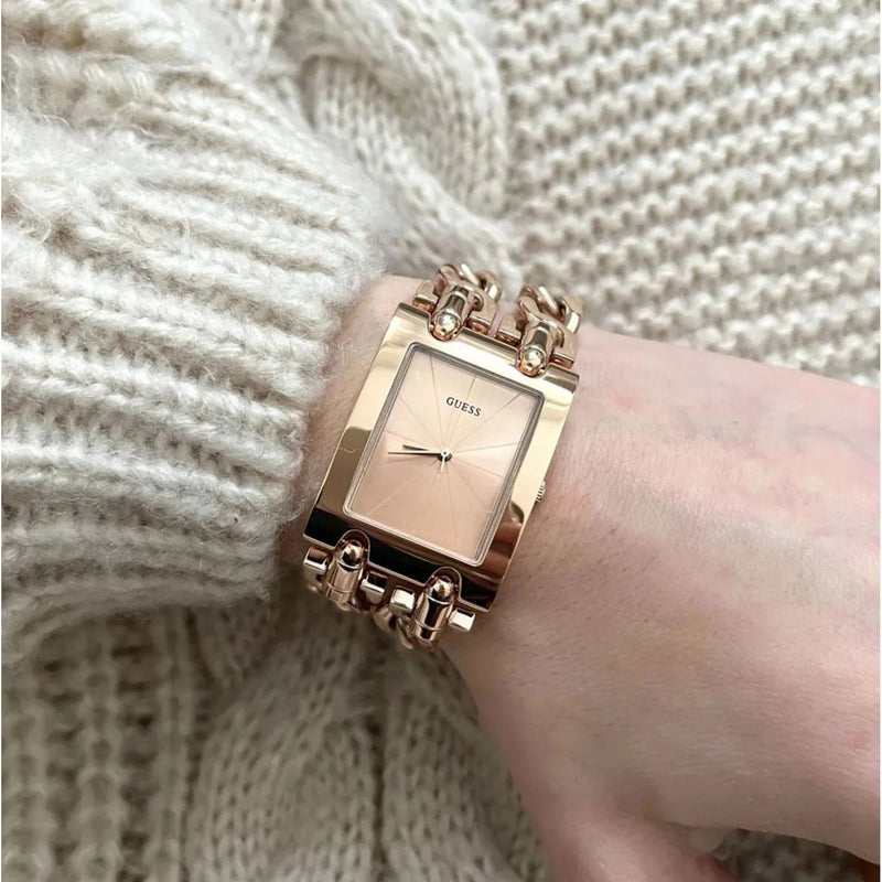 Guess Mod Heavy Metal Rose Gold Dial Rose Gold Steel Strap Watch For Women - W1117L3 Buy Now By Guess