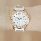 Guess Swirl Quartz Silver Dial White Rubber Strap Watch For Women - W1096l2 Buy Now By Guess