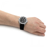 Emporio Armani Renato Chronograph Automatic Black Dial Black Leather Strap Watch For Men - AR60051 Buy Now By Emporio Armani