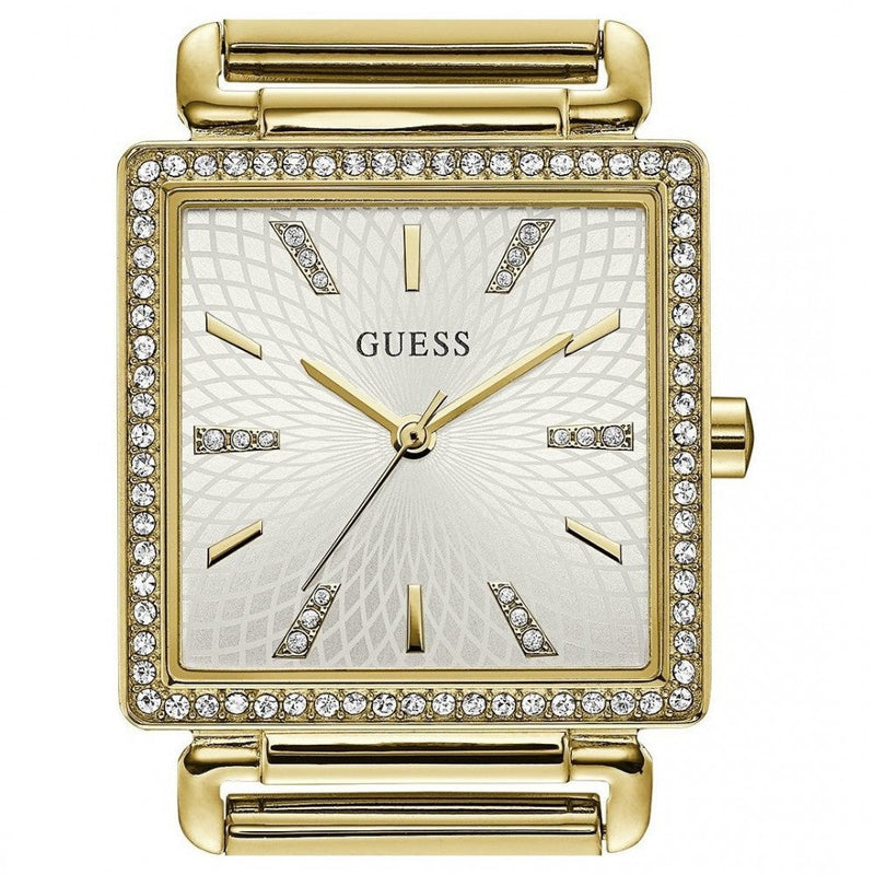 Shop Guess Vanity Diamonds Silver Dial Gold Steel Strap Watch for Women - W1030L2 in USA
