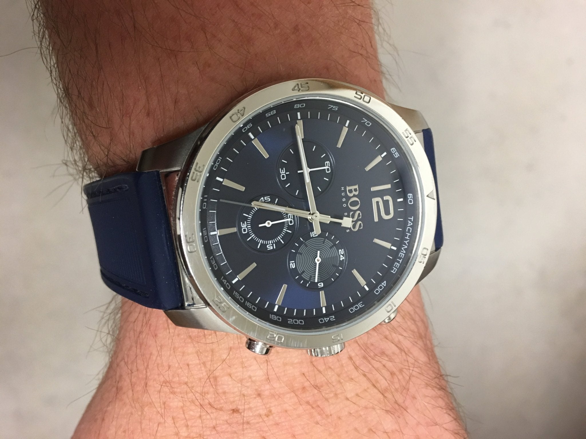 Hugo Boss Professional Chronograph Blue Dial Blue Silicone Strap Watch for Men - 1513526