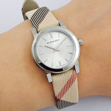 Shop Burberry The City Nova Silver Dial Brown Leather Strap Watch for Women - BU9212 in USA