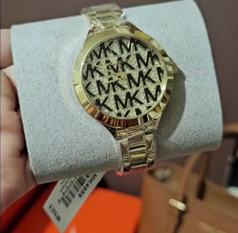 Michael Kors Slim Runway Crystals Gold Dial Gold Steel Strap Watch for Women - MK4659 Buy Now By Michael Kors
