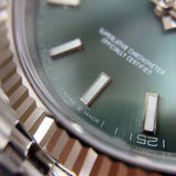 Shop Rolex Datejust 41 Oyster Mint Green Dial Oyster Steel & White Gold Strap Watch for Men - M126334-0028 in USA