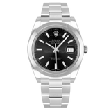 Shop Rolex Datejust 41 Oyster Black Dial Silver Oystersteel Strap Watch for Men - M126300-0011 in USA