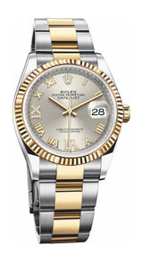 Shop Rolex Datejust 36 Silver Dial Two Tone Steel Yellow Gold Strap Watch for Women - M126233-0032 in USA