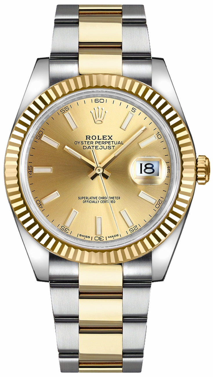Shop Rolex Datejust 41 Champagne Dial Two Tone Oystersteel & Gold Strap Watch for Men - M126333-0009 in USA