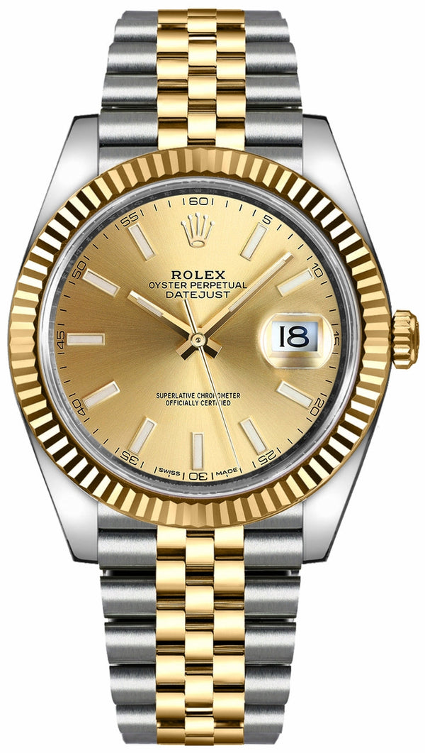 Rolex Datejust 41 Oyster Gold Dial Two Tone Oystersteel & Yellow Gold Jubilee Bracelet Watch for Men - M126333-0010