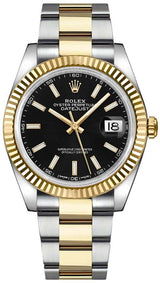 Shop Rolex Datejust 41 Black Dial Two Tone Oystersteel White Gold Strap Watch for Men - M126333-0013 in USA