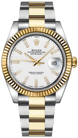 Shop Rolex Datejust 41 Oyster White Dial Two Tone Oystersteel & Yellow Gold Strap Watch for Men - M126333-0015 in USA