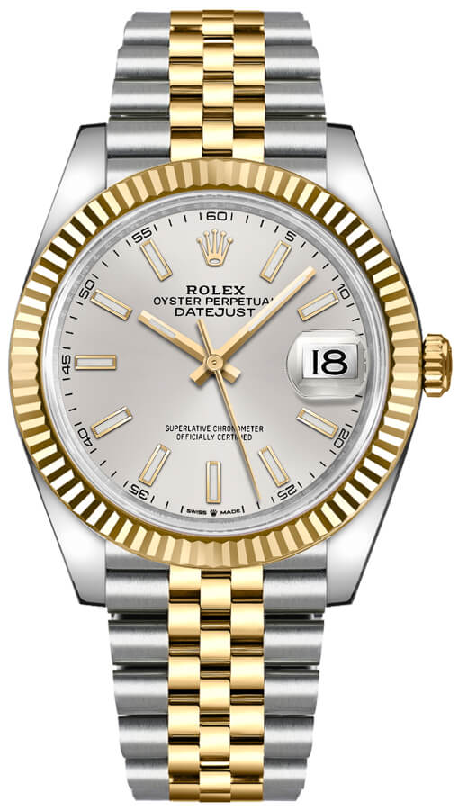 Shop Rolex Datejust 41 Silver Dial Two Tone Oystersteel & Yellow Gold Jubilee Bracelet Watch for Men - M126333-0002 in USA