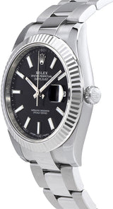 Shop Rolex Datejust 41 Oyster Black Dial Silver Steel Strap Watch for Men - M126334-0017 in USA