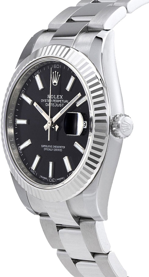 Shop Rolex Datejust 41 Oyster Black Dial Silver Steel Strap Watch for Men - M126334-0017 in USA