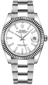 Shop Rolex Datejust 41 Oyster White Dial Oystersteel & White Gold Steel Strap Watch for Men - M126334-0009 in USA