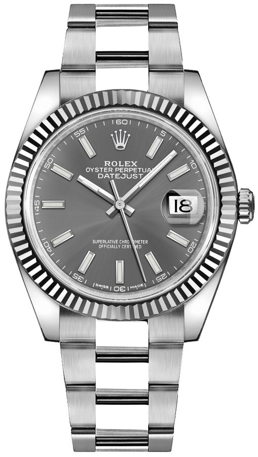 Shop Rolex Oyster Grey Dial Oystersteel & White Gold Steel Strap Watch for Men - M126334-0013 in USA