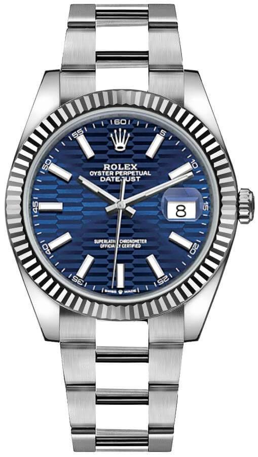 Shop Rolex Datejust 41 Blue Dial Oystersteel & White Gold Strap Watch for Men - M126334-0031 in USA