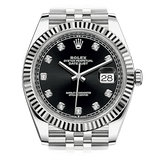 Shop Rolex Datejust 41 Oyster Diamonds Black Dial Oystersteel & White Gold Strap Watch for Men - M126334-0012 in USA