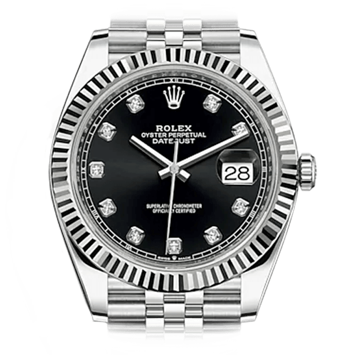 Shop Rolex Datejust 41 Oyster Diamonds Black Dial Oystersteel & White Gold Strap Watch for Men - M126334-0012 in USA