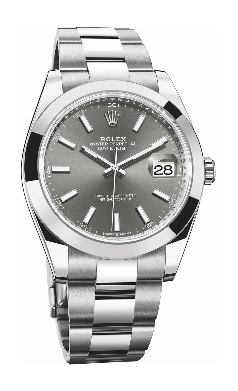 Shop Rolex Datejust 41 Oyster Grey Dial Oystersteel Strap Watch for Men - M126300-0007 in USA