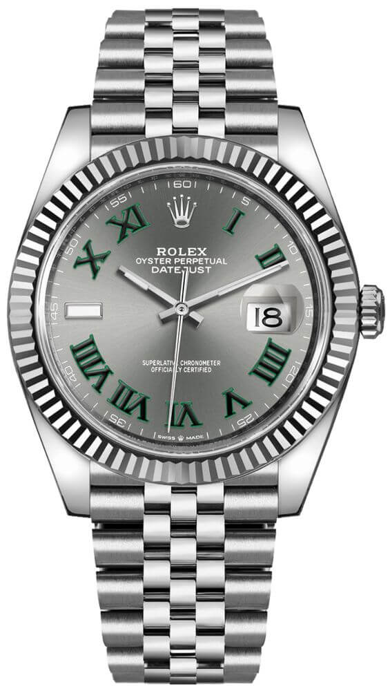 Shop Rolex Datejust 41 Oyster Grey Dial Oystersteel & White Gold Jubilee Bracelet Watch for Men - M126334-0022 in USA
