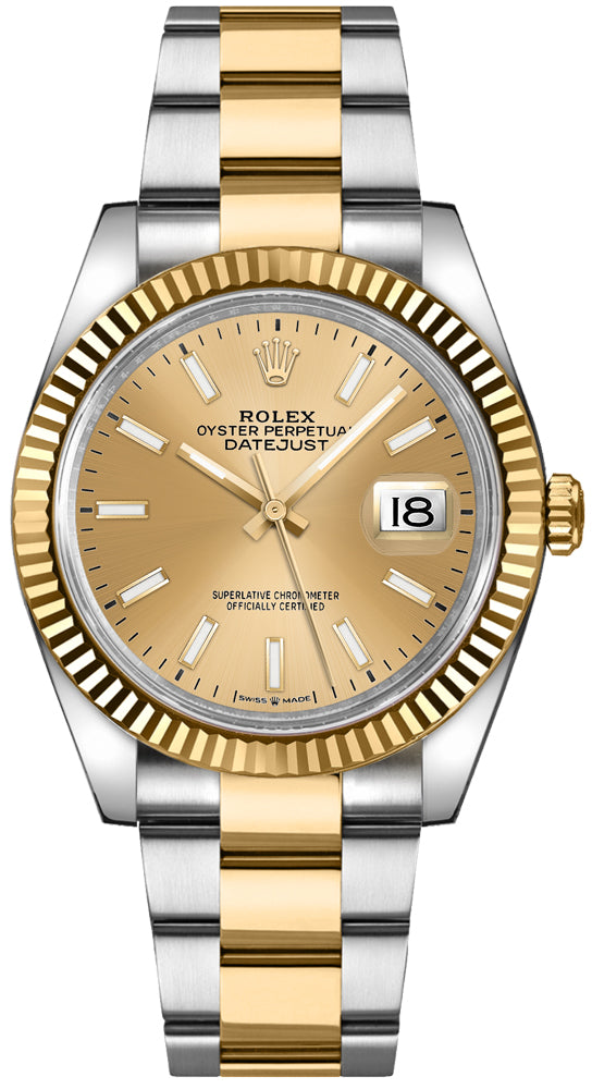 Shop Rolex Datejust 36mm Yellow Gold Champagne Two Tone Steel Strap Watch for Men - M126233-0016 in USA