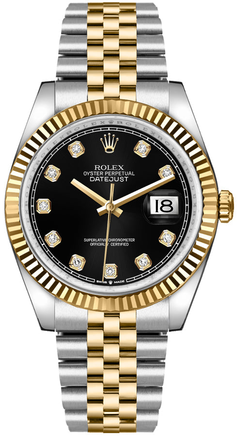 Shop Rolex Datejust 36 Oyster Black Dial Two Tone Oystersteel & Yellow Gold Jubilee Bracelet Watch for Women - M126233-0021 in USA