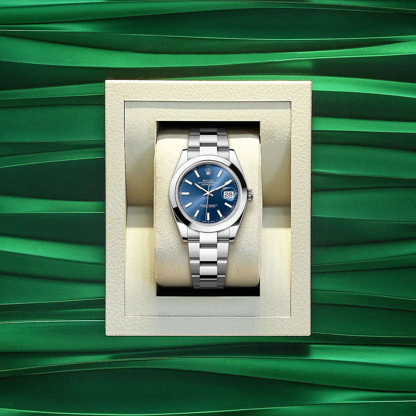Rolex Datejust 41 Oyster Blue Dial Oystersteel Strap Watch for Men - M126300-0001