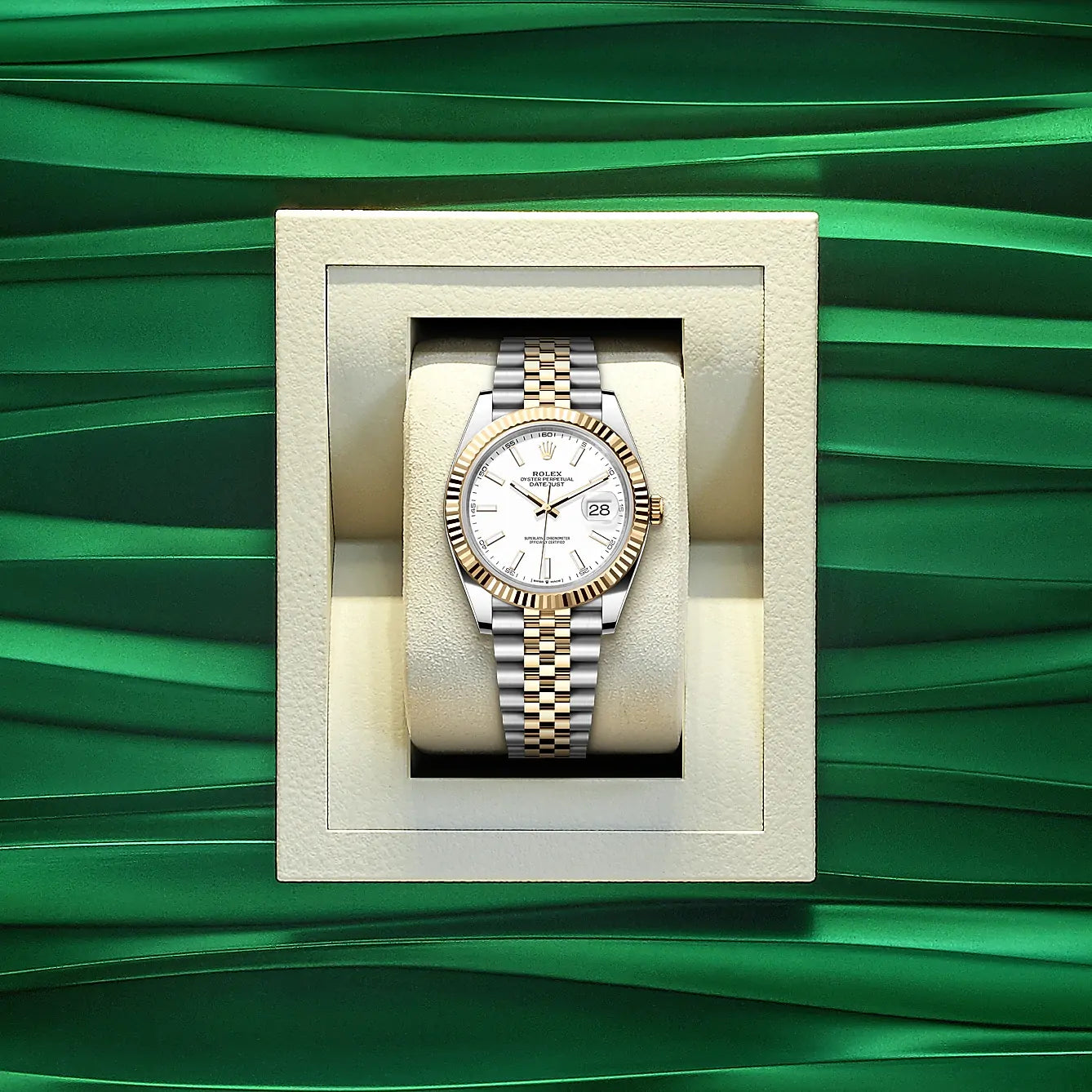 Rolex Datejust 41 Oyster White Dial Two Tone Oystersteel & Yellow Gold Jubilee Bracelet White Dial Watch for Men - M126333-0016