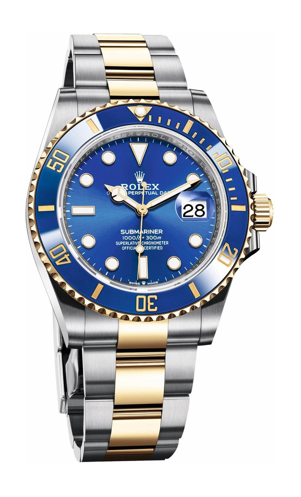 Shop Rolex Submariner Date Oyster 41mm Blue Dial Two Tone Oyster Steel Yellow Gold Strap Watch for Men - M126613LB-0002 in USA