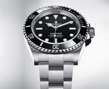 Shop Rolex Submariner Black Dial Silver Steel Strap Watch for Men - M124060-0001 in USA