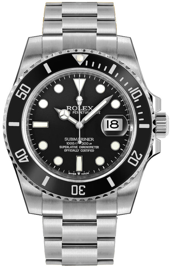 Rolex Submariner Date Oyster 41 Black Dial Silver Oystersteel Strap Watch for Men - M126610LN-0001