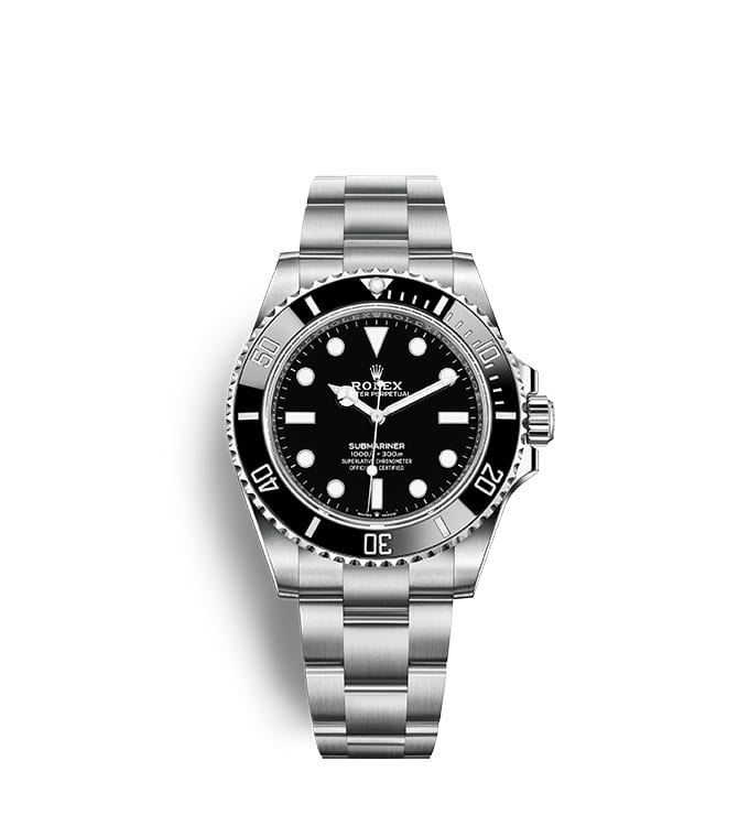 Shop Rolex Submariner Black Dial Silver Steel Strap Watch for Men - M124060-0001 in USA