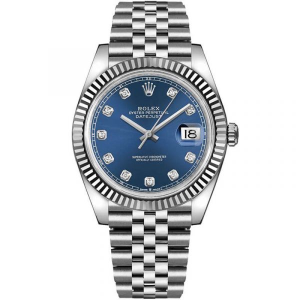 Shop Rolex Datejust 41 Diamonds Blue Dial Oystersteel & White Gold Strap Watch for Men - M126334-0016 in USA