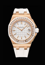 Audemars Piguet Royal Oak Offshore Diamonds White Dial White Rubber Strap Watch for Women - 67540OK.ZZ.D010CA.01
