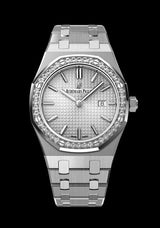Audemars Piguet Royal Oak Quartz Diamonds White Dial Silver Steel Strap Watch for Women - 67651ST.ZZ.1261ST.01