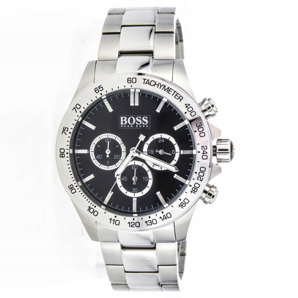 Hugo Boss Ikon Black Dial Silver Steel Strap Watch for Men - 1512965