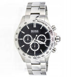 Hugo Boss Ikon Chronograph Black Dial Silver Steel Strap Watch for Men - 1512965