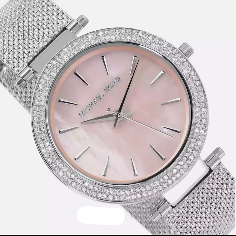 Michael Kors Darci Analog Pink Dial Silver Mesh Bracelet Watch For Women - MK4518 Buy Now By Michael Kors
