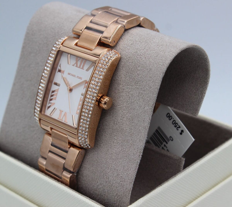 Michael Kors Emery Three-Hand Crystals Silver Dial Rose Gold Steel Strap Watch for Women - MK4644 Buy Now By Michael Kors